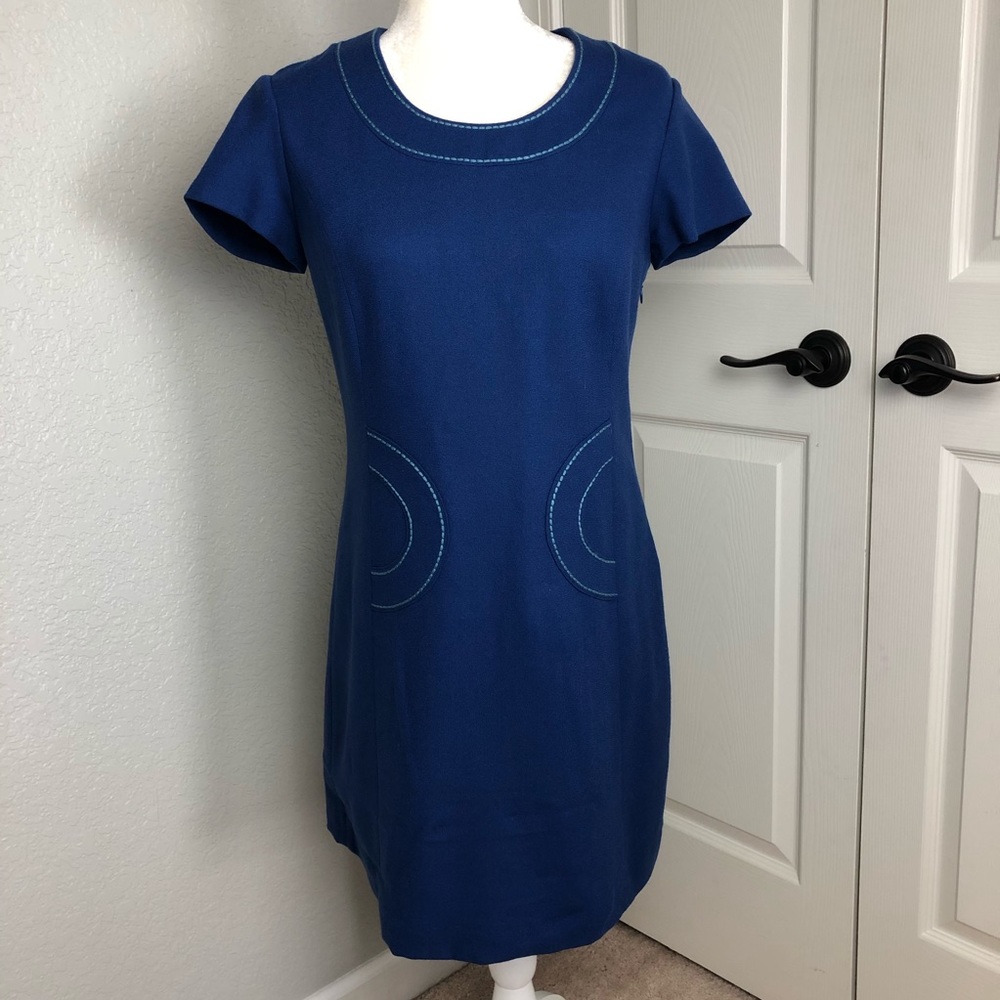 Boden Wool Sheath Dress w/ Contrast Stitching Sz 6